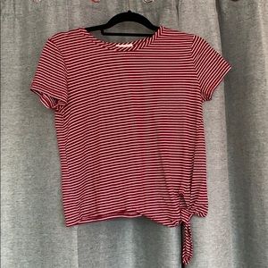 Striped Red t-shirt with side tie